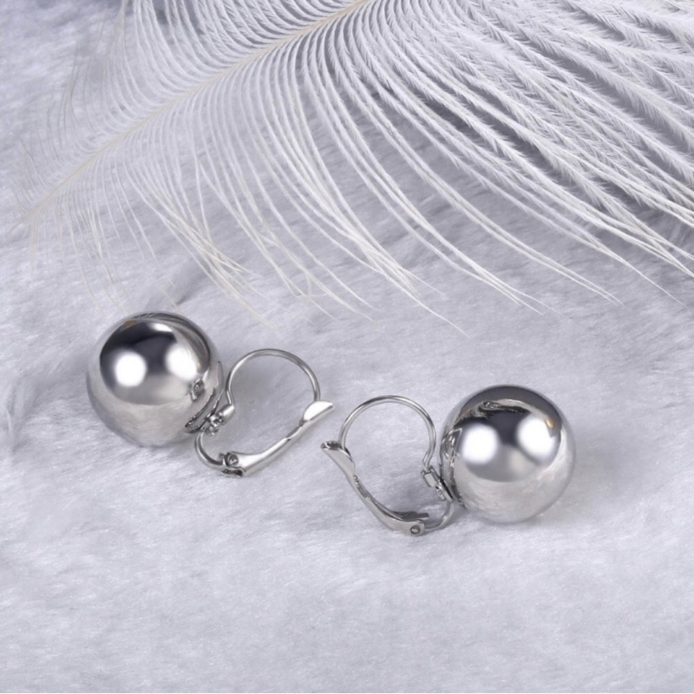 Metal Round Ball Drop Dangle Earrings for Women - Picture 2 of 4